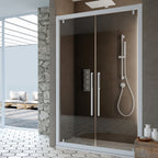 Porta doccia due ante battenti 95cm cristallo trasparente 6mm h195 profilo argento Made in Italy