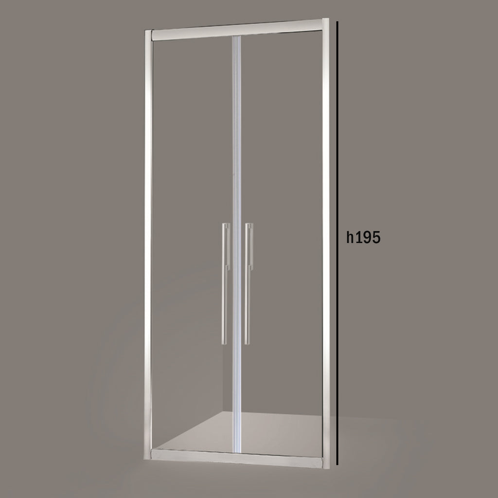 Porta doccia due ante battenti 95cm cristallo trasparente 6mm h195 profilo argento Made in Italy