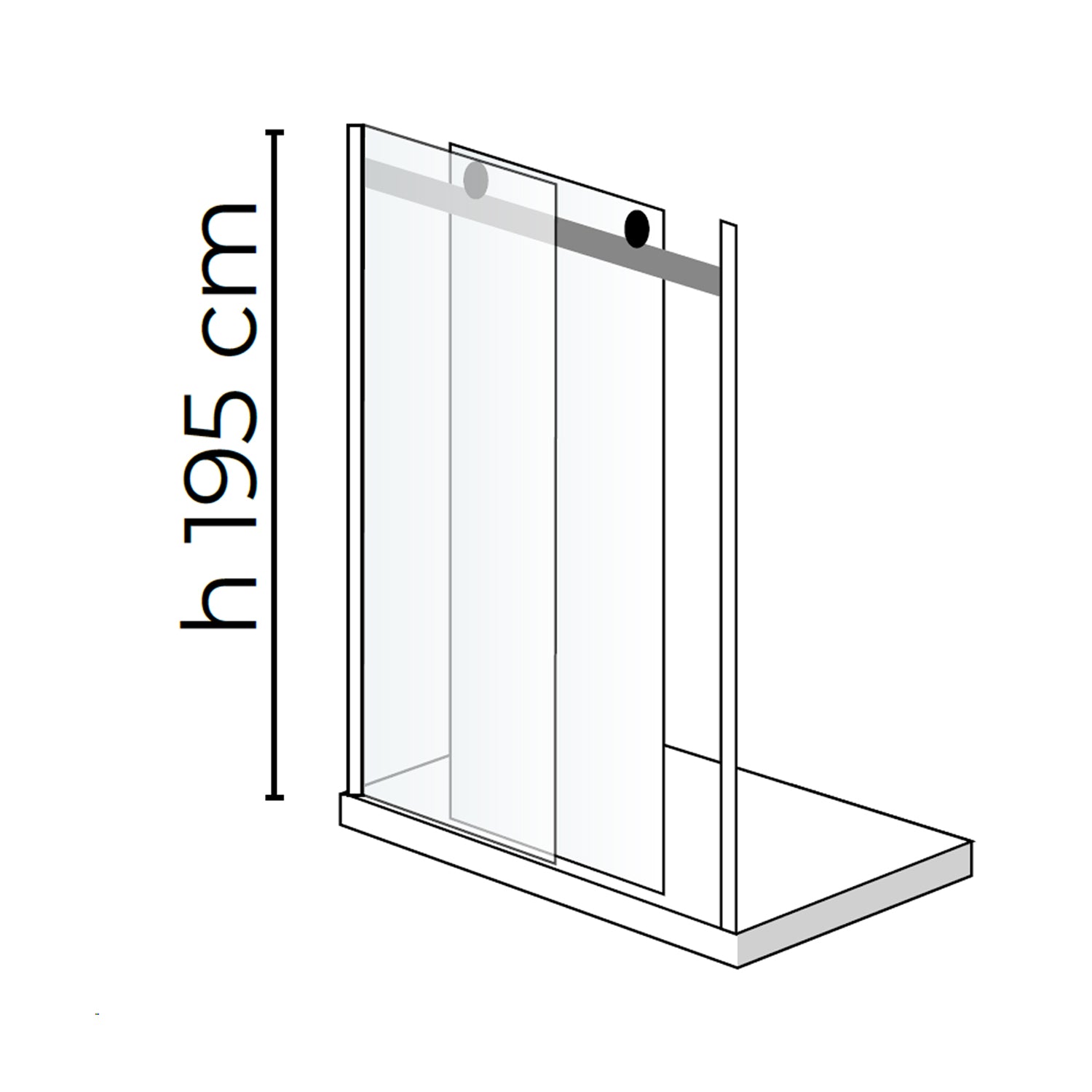 Porta doccia Alicudi un'anta scorrevole 120cm cristallo trasparente 8mm h195 profilo argento Made in Italy