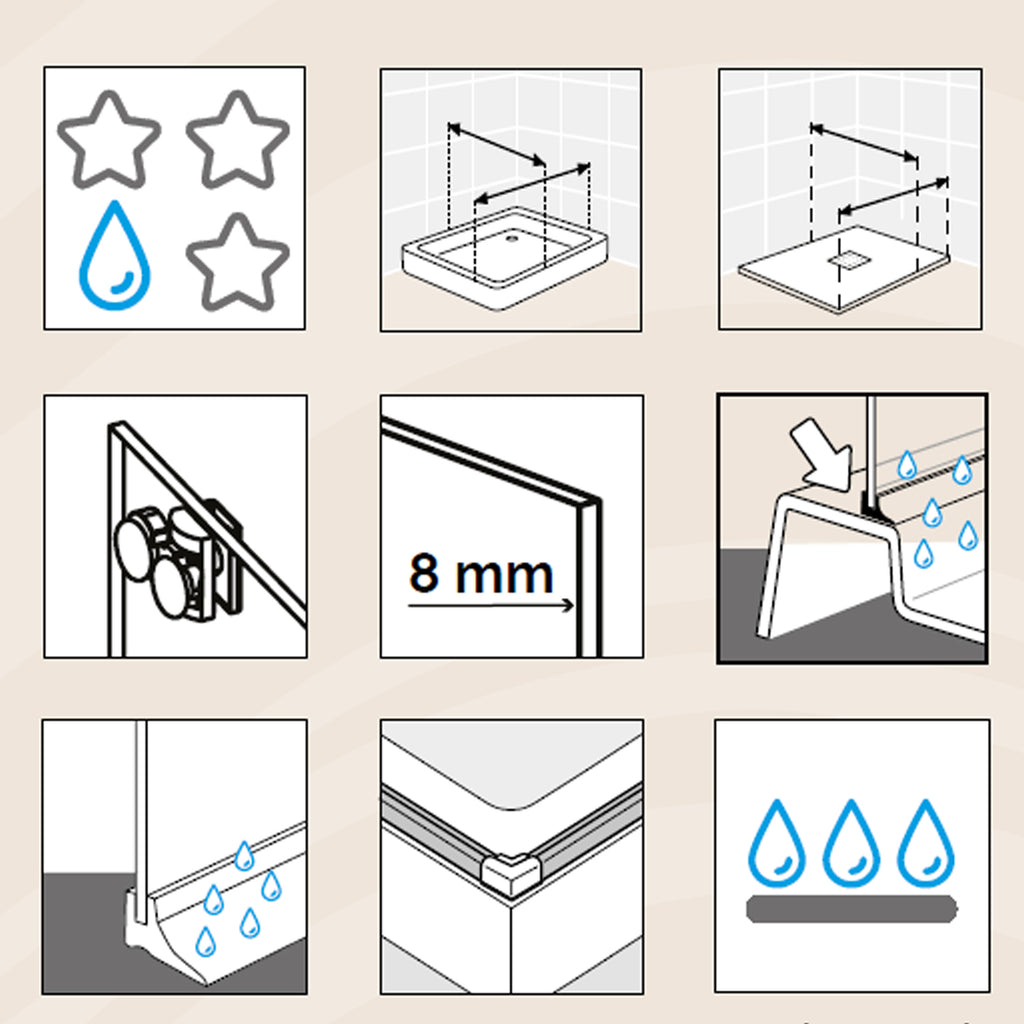 Porta doccia Alicudi un'anta scorrevole 120cm cristallo trasparente 8mm h195 profilo argento Made in Italy