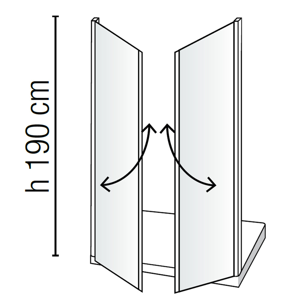 Porta doccia modello Salina a due ante battenti cm 80 in cristallo temperato trasparente