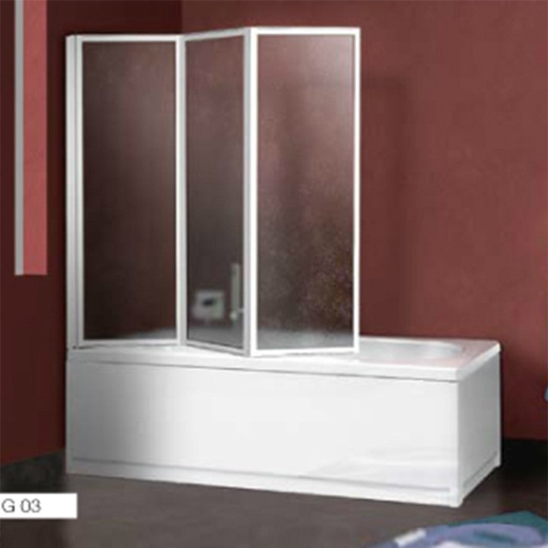 Parete vasca 133 cm con pannelli Pieghevoli alluminio e acrilico